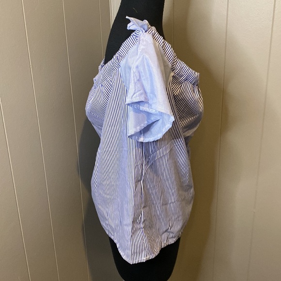 C Women’s Off the Shoulder Sleeves Striped Casual Shoulder Ties - Picture 3 of 4